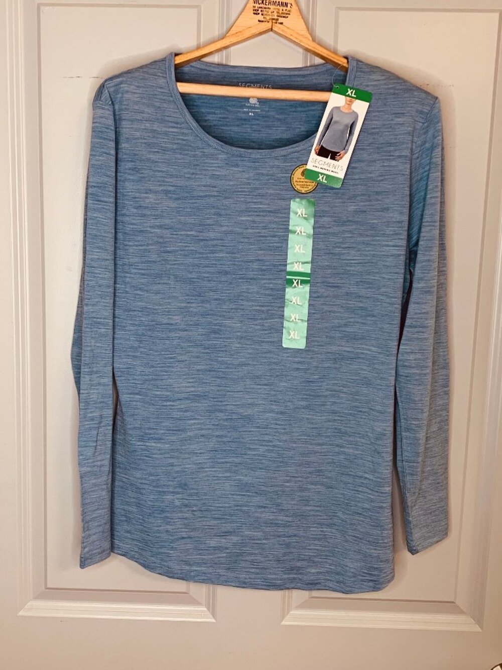 Segments Long Sleeve Light Crewneck 100% Merino Wool Top, Size XL, NWT